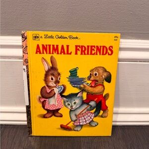 VINTAGE Little Golden Book - Animal Friends Yellow Edition Hardcover Kids Story